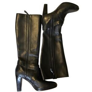 Cole Haan Air Courtney Black Leather Buckle Knee‎ High Boots Women's 7.5 B